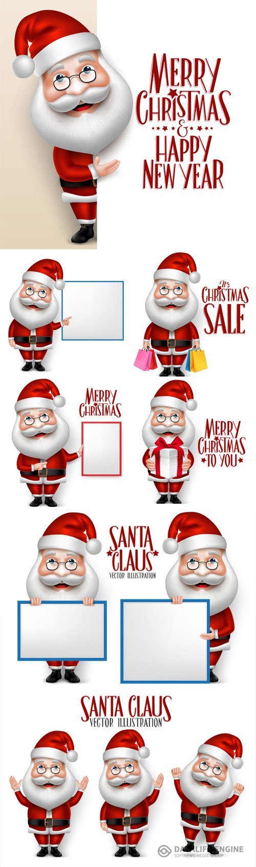 3D Santa Claus, vector Illustration