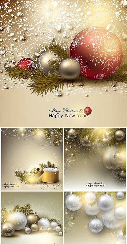 Christmas and new year, gold vector backgrounds