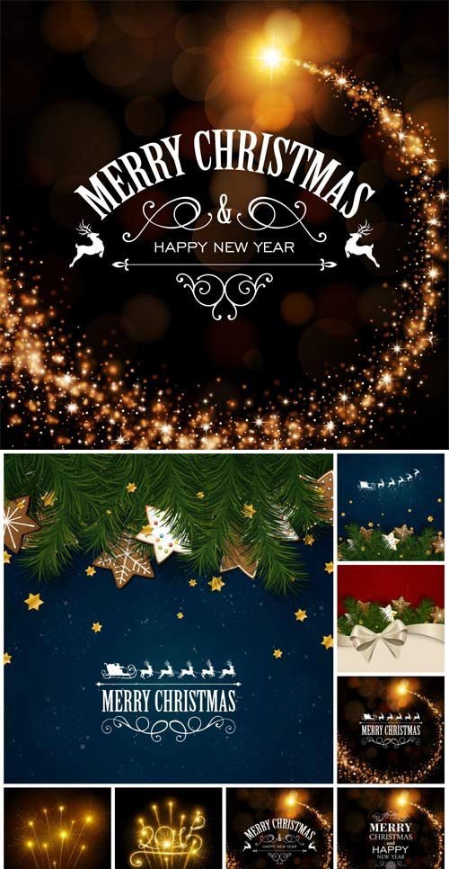 Christmas and new year vector shining backgrounds
