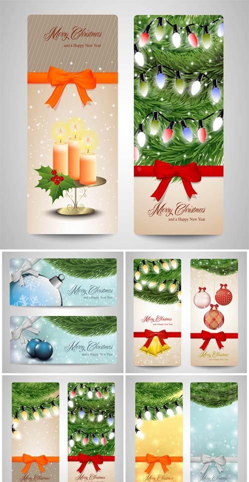 Christmas and New Year, Christmas decorations, holiday cards vector
