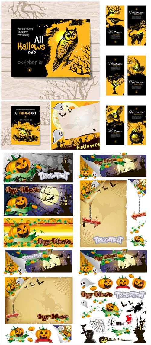 Halloween backgrounds and banners vector