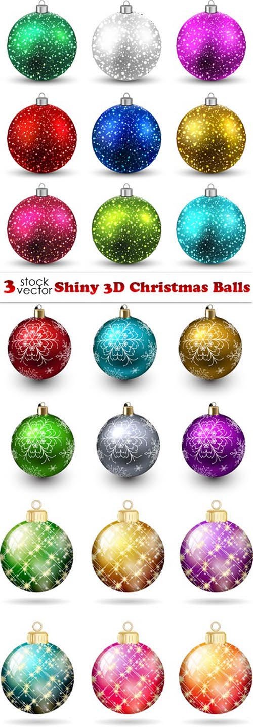 Vectors - Shiny 3D Christmas Balls