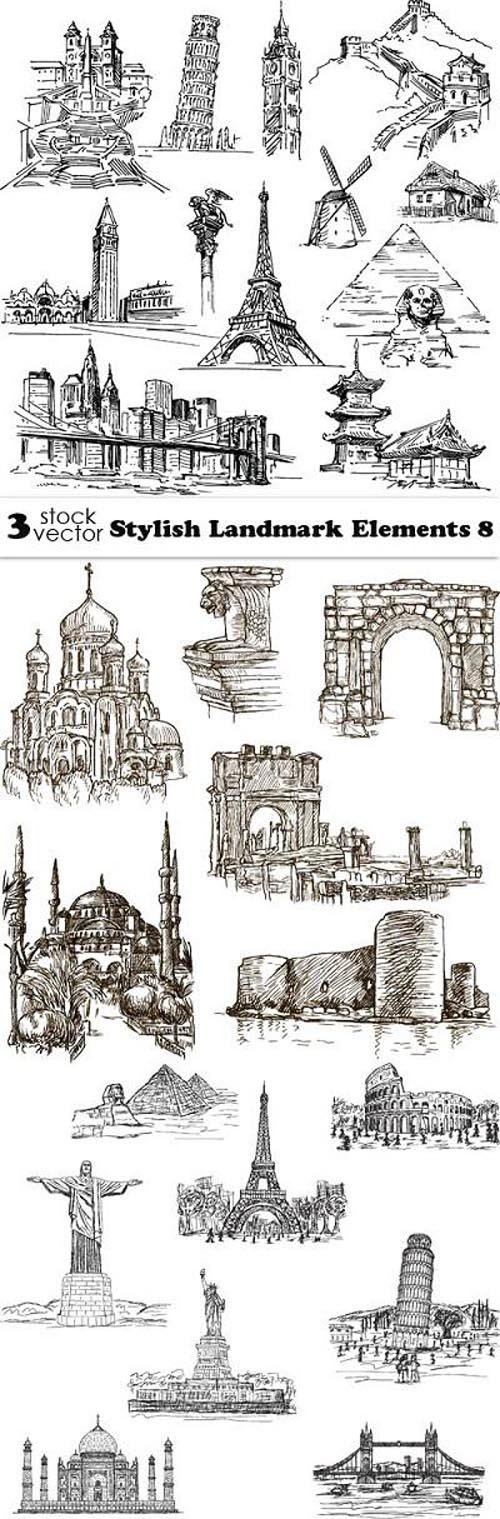 Vectors - Stylish Landmark Elements 8