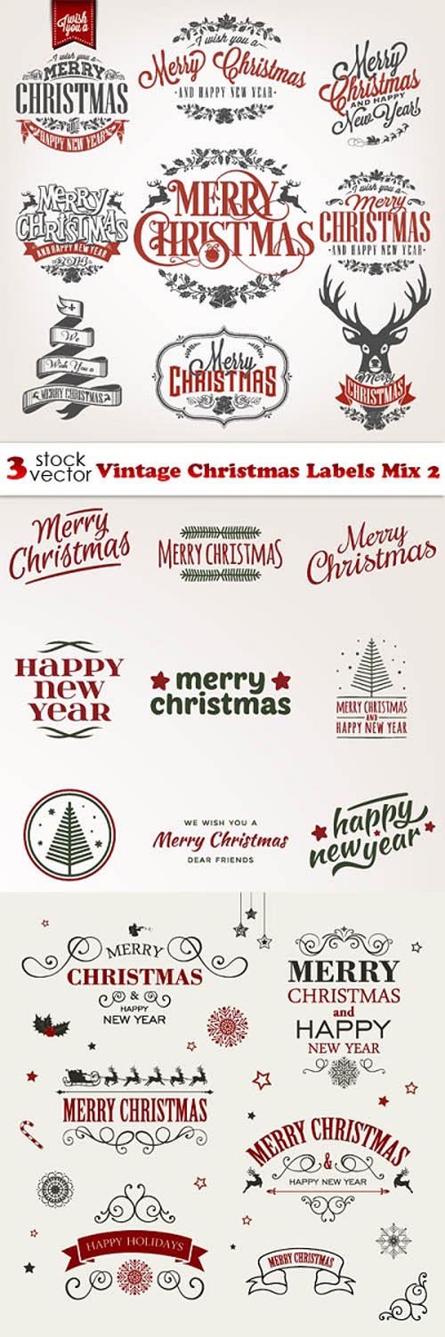 Vectors - Vintage Christmas Labels Mix 2