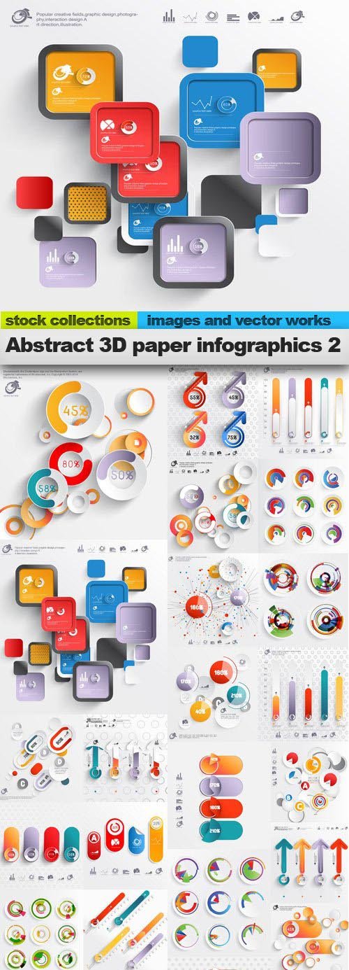 Abstract 3D Paper Infographics 2, 25 x EPS
