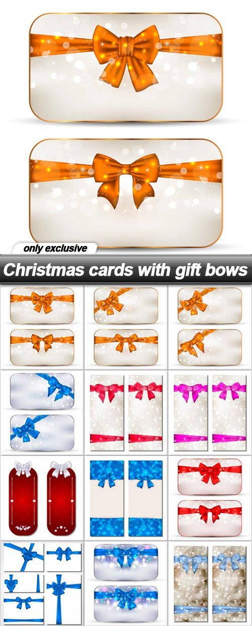 Christmas cards with gift bows - 15 EPS