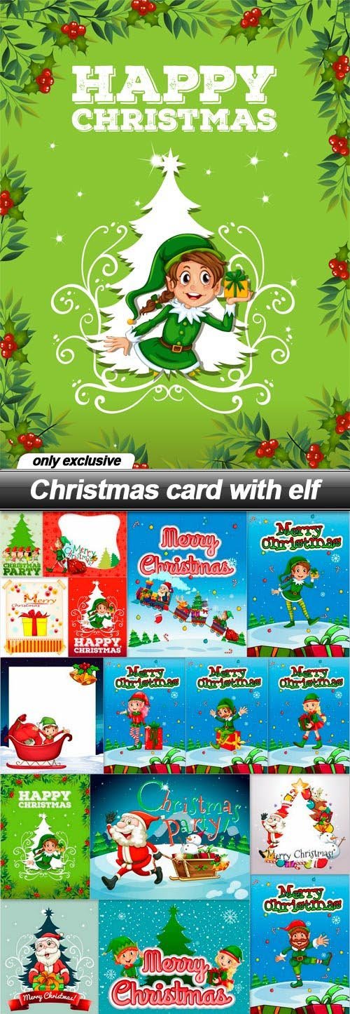 Christmas card with elf - 20 EPS