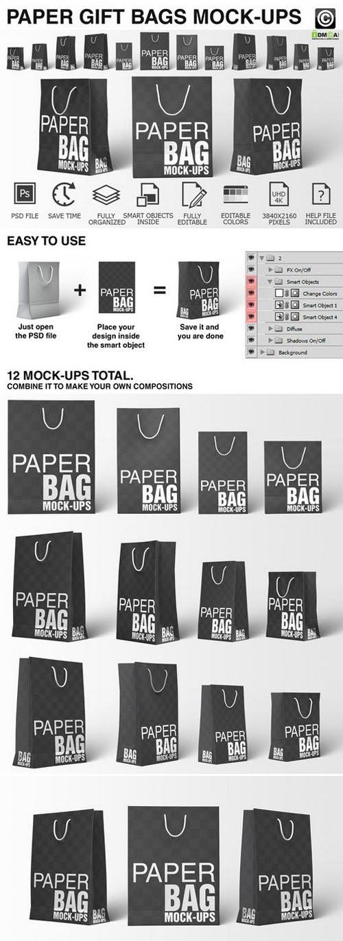 CM - Paper Shopping Bag Mockups Bundle 434905