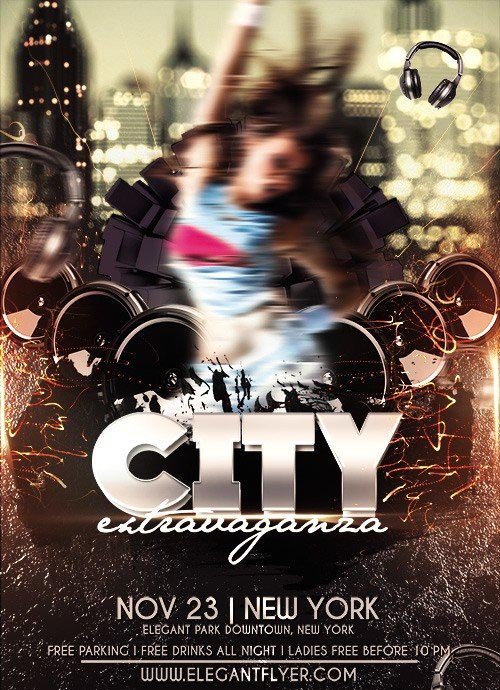 City Extravaganza Flyer PSD Template + Facebook Cover