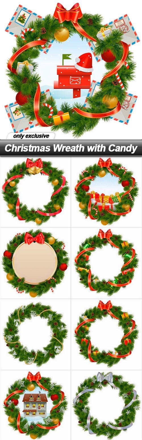 Christmas Wreath with Candy - 11 EPS