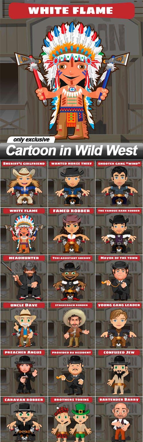 Cartoon in Wild West - 21 EPS