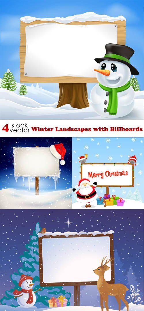 Vectors - Winter Landscapes with Billboards