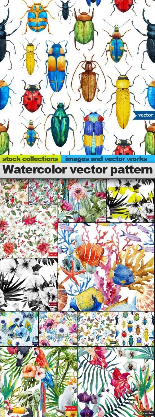 Watercolor vector pattern, 15 x EPS