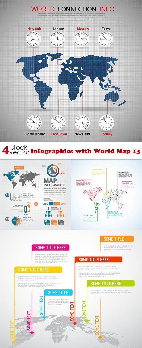 Vectors - Infographics with World Map 13