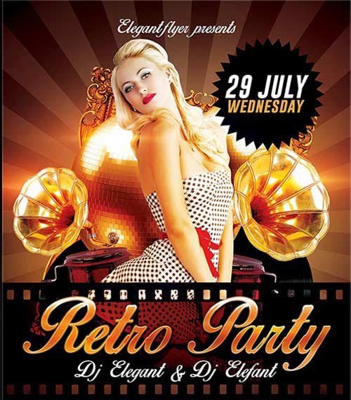 Retro Party Flyer Template + Facebook Cover