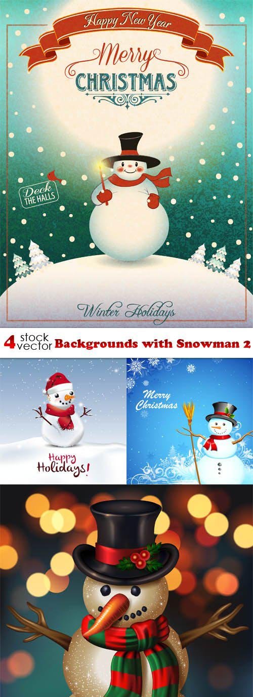 Vectors - Backgrounds with Snowman 2
