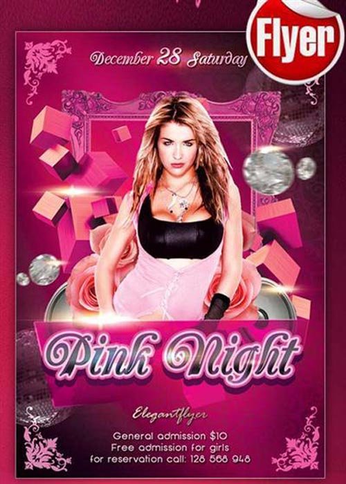 Pink Night Flyer Template