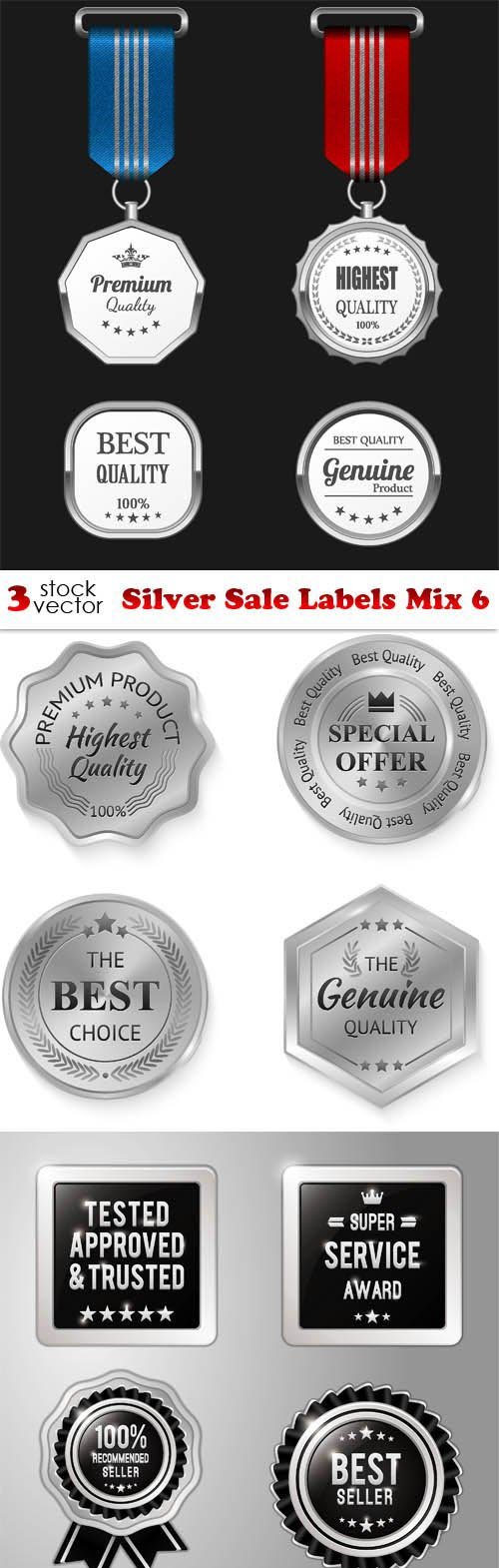 Vectors - Silver Sale Labels Mix 6