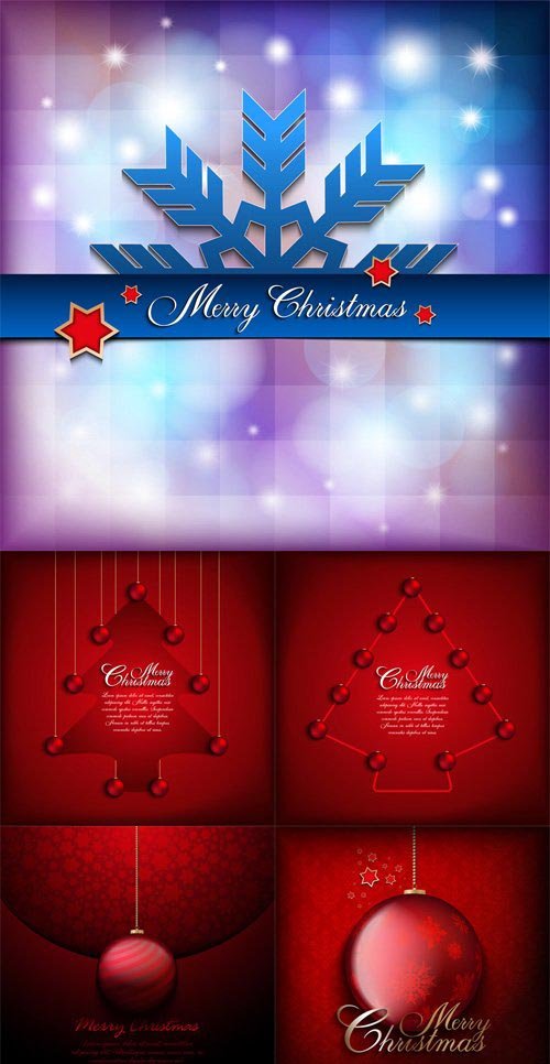 Christmas Card Vector Template Set 3