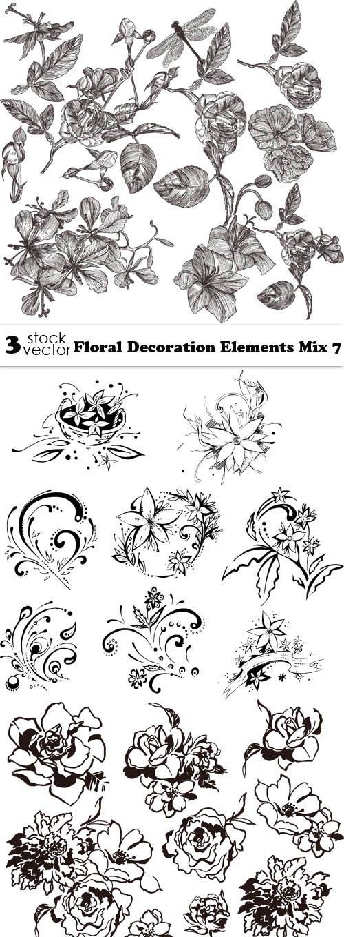 Vectors - Floral Decoration Elements Mix 7