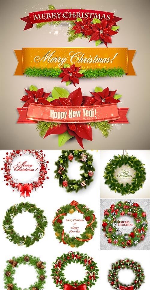 Stock vector christmas wreath with background