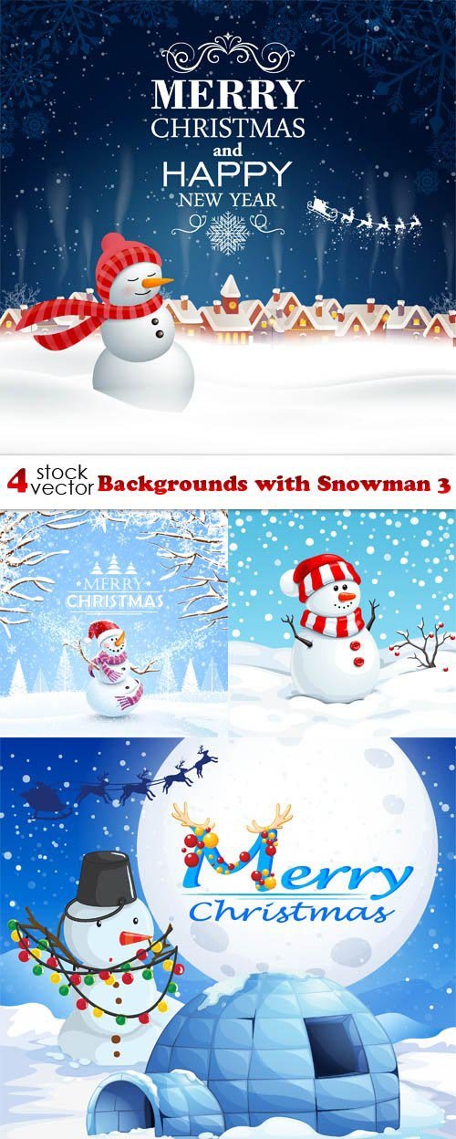 Vectors - Backgrounds with Snowman 3