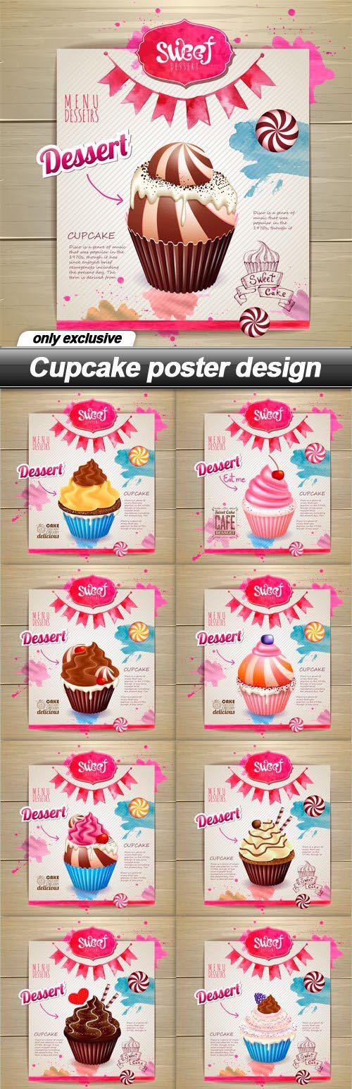 Cupcake poster design - 11 EPS