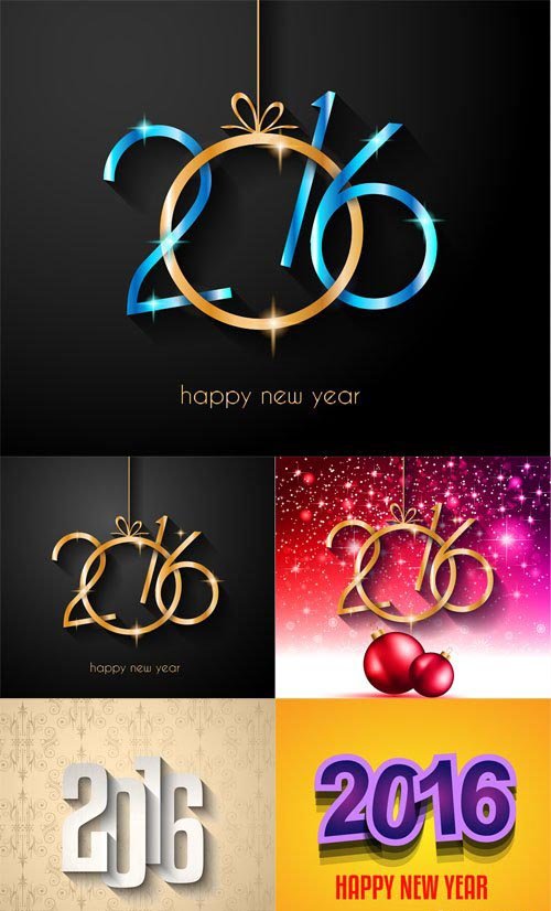2016 Happy New Year Backgrounds Vector Set