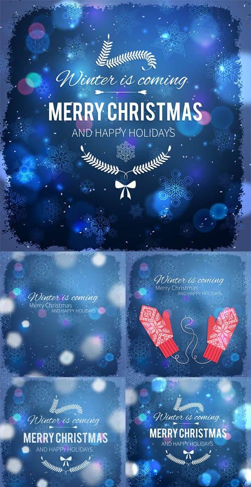 5 Happy New Year Cards with Bokeh Background