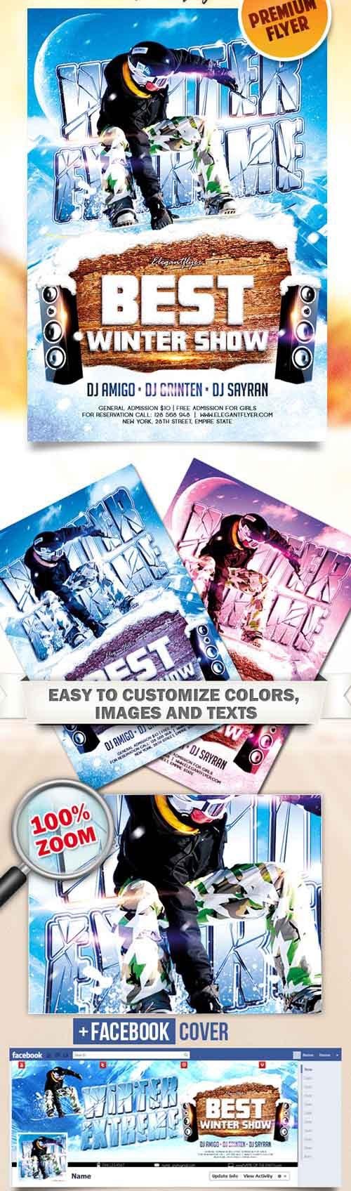 Winter Extreme – Flyer PSD Template + Facebook Cover