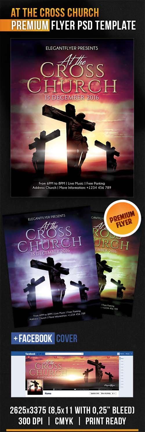 At the Cross Church – Flyer PSD Template + Facebook Cover