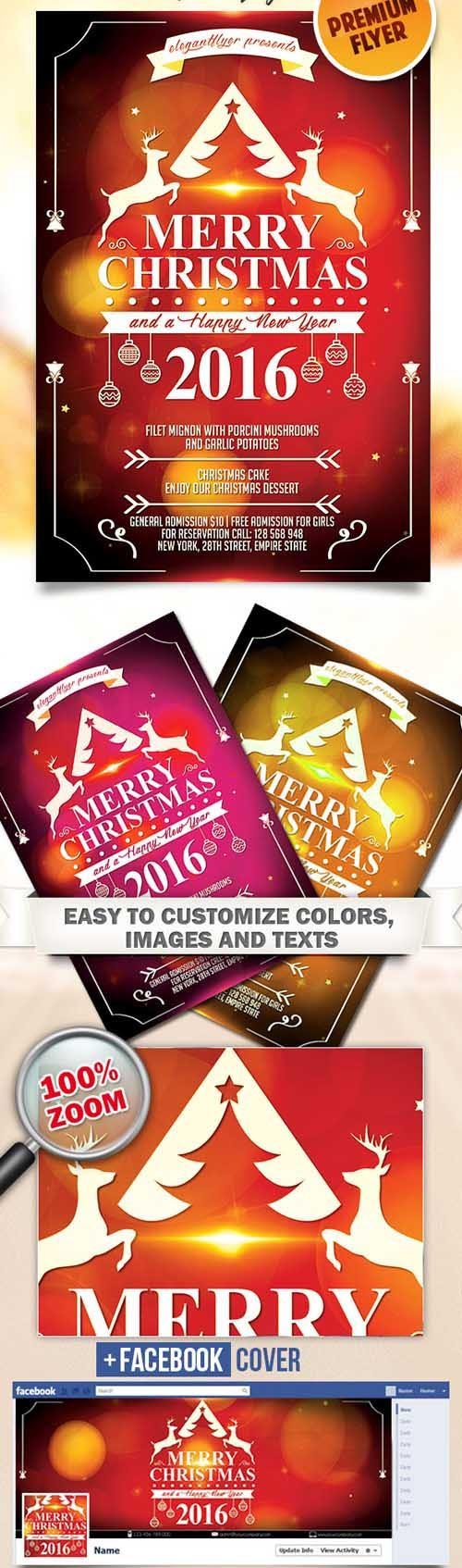 Minimal Christmas – Flyer PSD Template + Facebook Cover