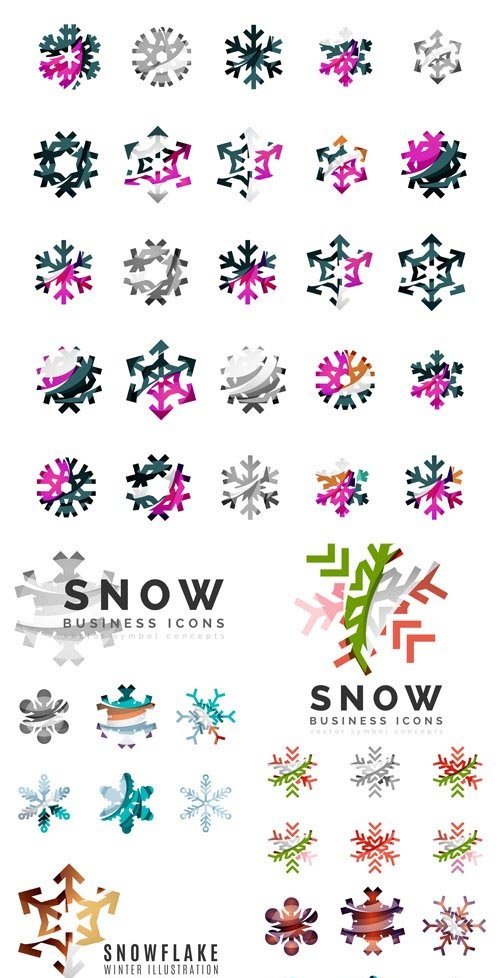 Abstract Snowflakes Winter Illustration Vector Set
