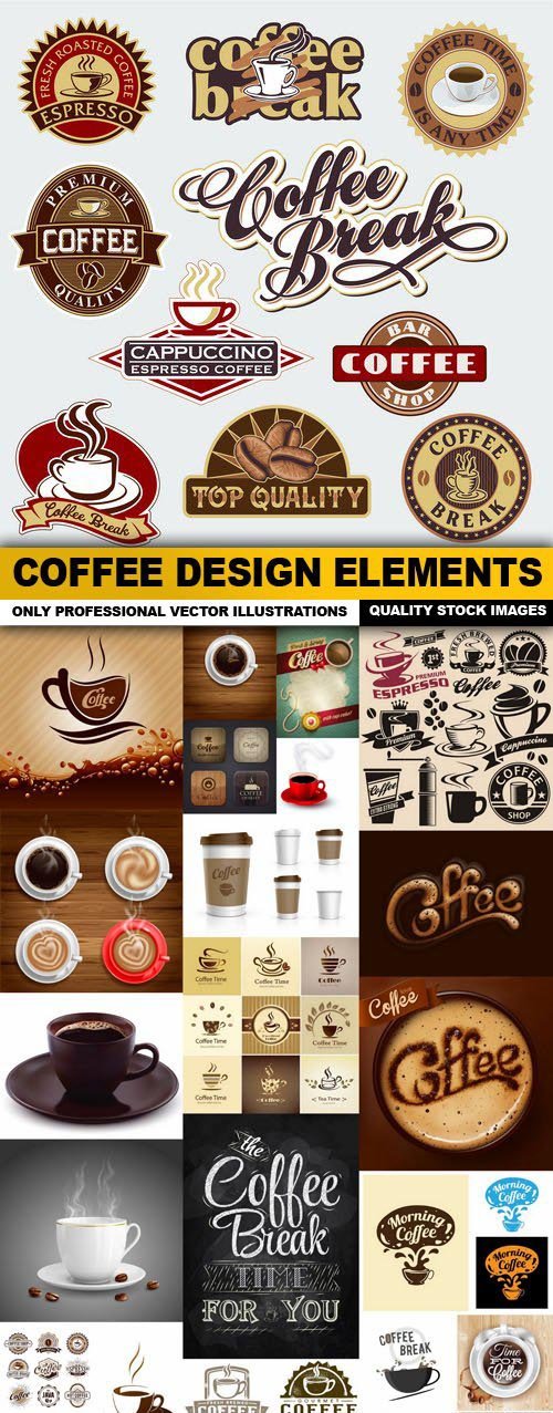 Coffee Design Elements - 25 Vector