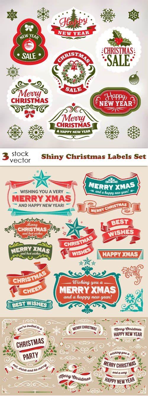 Vectors - Shiny Christmas Labels Set