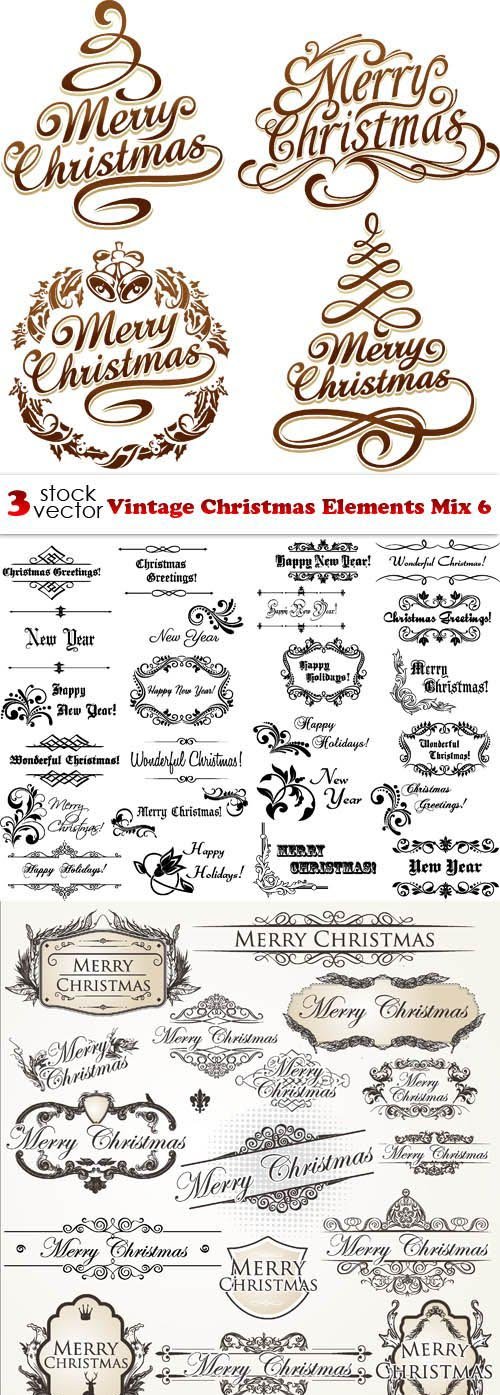 Vectors - Vintage Christmas Elements Mix 6