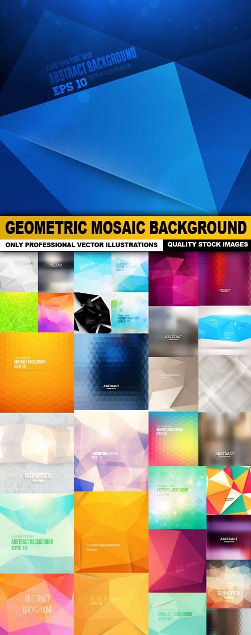 Geometric Mosaic Background - 33 Vector