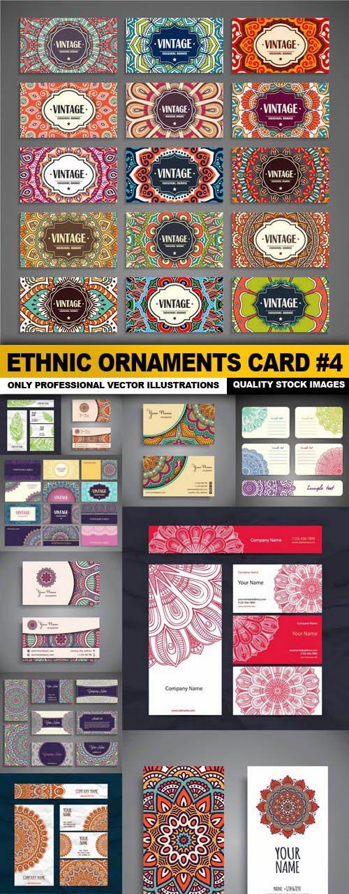 Ethnic Ornaments Card #4 - 13 Vector