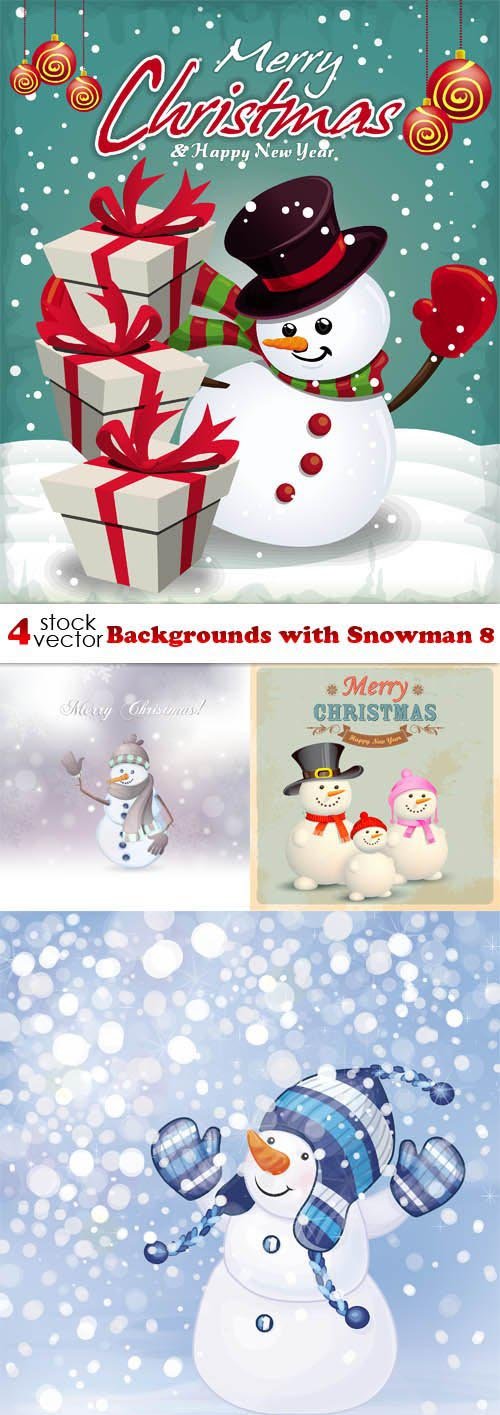 Vectors - Backgrounds with Snowman 8