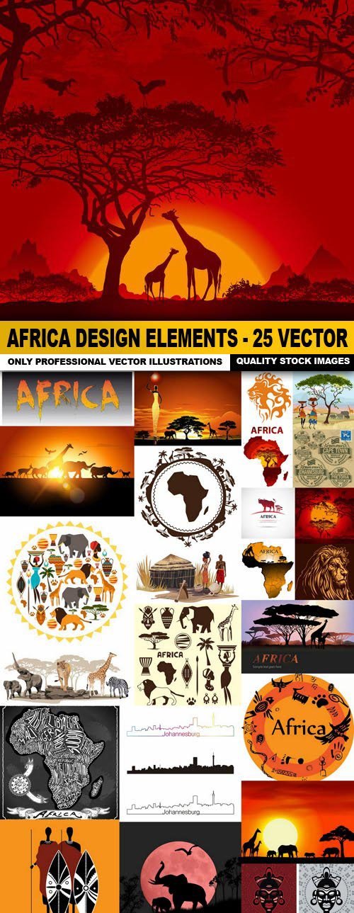 Africa Design Elements - 25 Vector