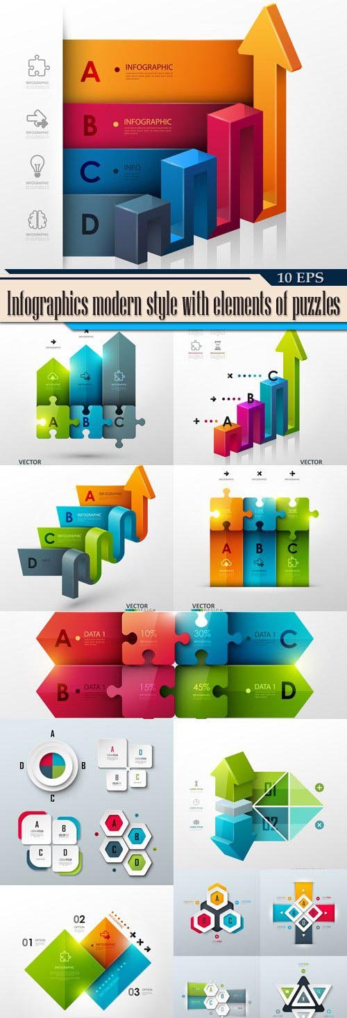 Infographics modern style with elements of puzzles