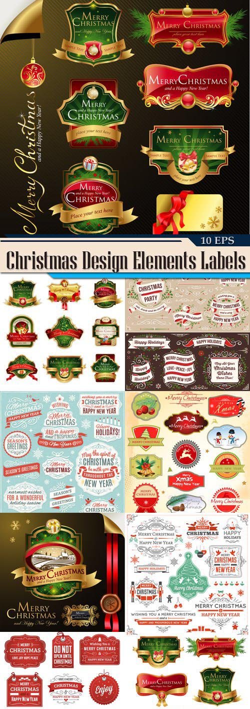 Collection of Christmas Design Elements Labels