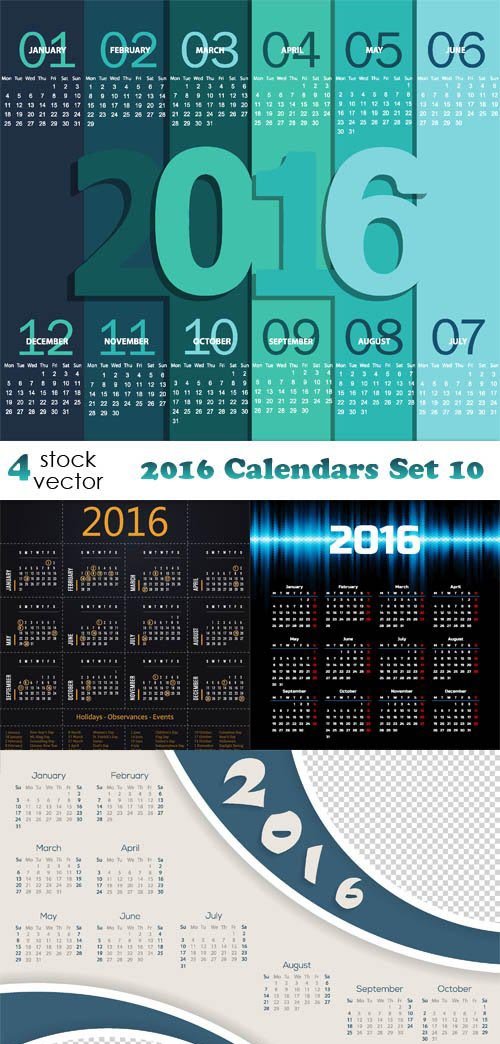 Vectors - 2016 Calendars Set 10