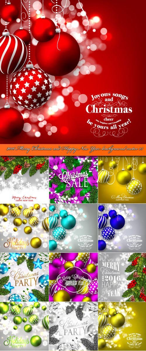 2016 Merry Christmas and Happy New Year background vector 15