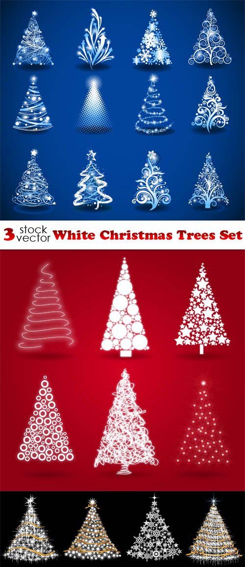 Vectors - White Christmas Trees Set