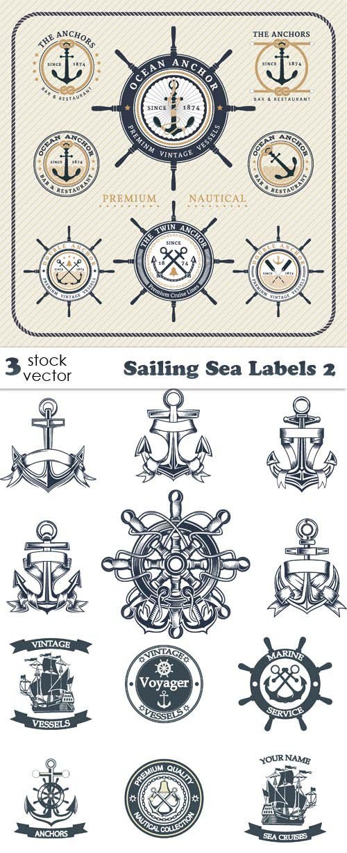 Vectors - Sailing Sea Labels 2