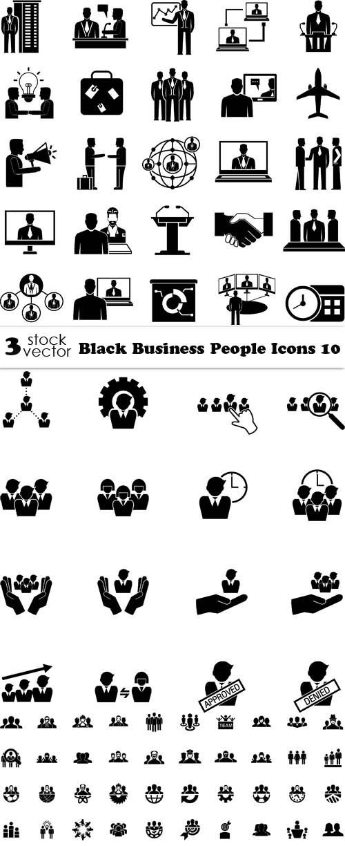 Vectors - Black Business People Icons 10