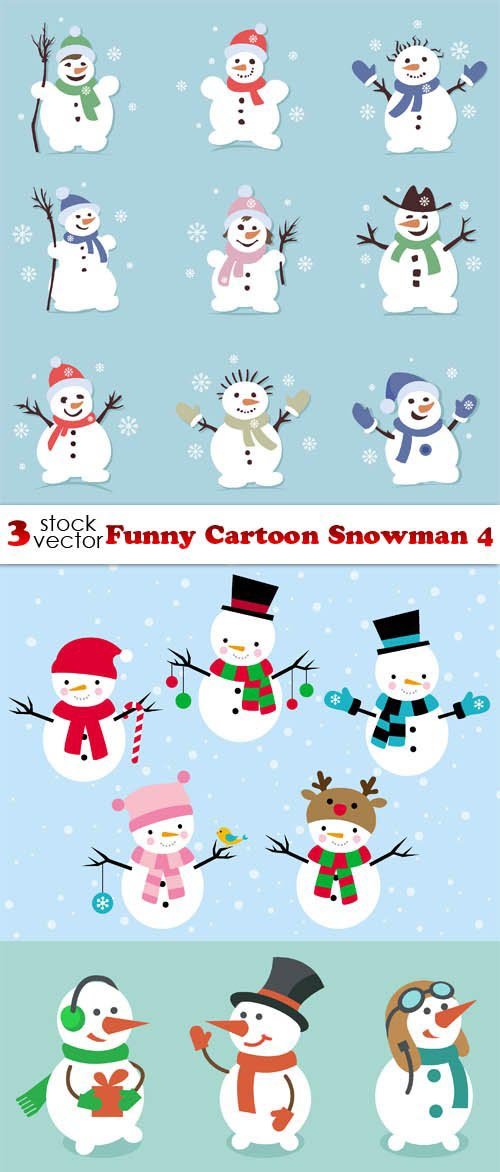 Vectors - Funny Cartoon Snowman 4