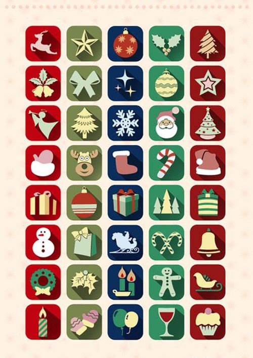 40 Christmas Icon Set in Vector
