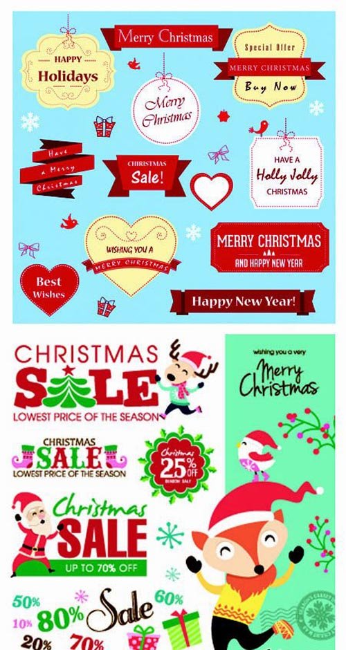 Christmas Sales Elements Vector Illustration